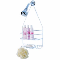 Simple Spaces SS-SC-25-CH-3L Shower Caddy, 2-Shelf, Steel, 10 In OAW, 19 In OAH, 4-1/4 In OAD, 10 Lb