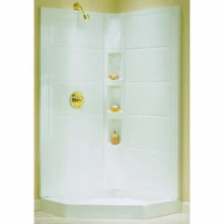 STERLING 72044100-0 Intrigue Series Shower Wall Set, 39 In L, 39 In W, 74-1/8 In H, Vikrell, High-Gloss, White