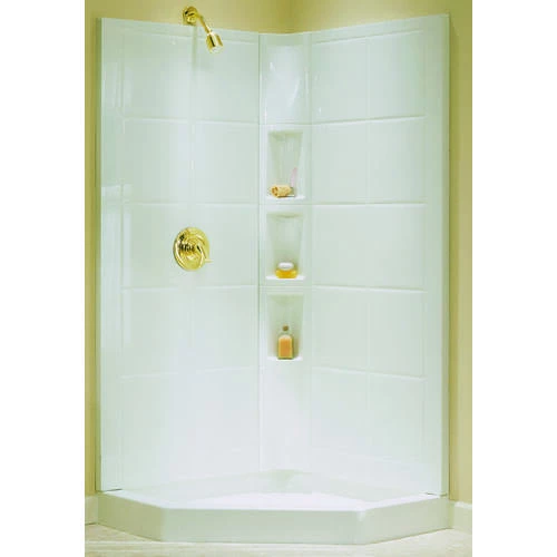 STERLING 72044100-0 Intrigue Series Shower Wall Set, 39 In L, 39 In W, 74-1/8 In H, Vikrell, High-Gloss, White