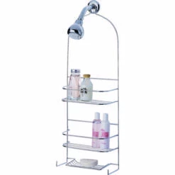 Simple Spaces SS-5786-CH-3L Shower Caddy, 3-Shelf, Steel, 10 In OAW, 27-3/4 In OAH, 4-1/4 In OAD, 10 Lb