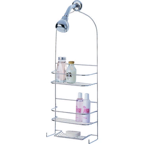 Simple Spaces SS-5786-PE-3L Shower Caddy, 3-Shelf, Steel, 10 In OAW, 27-3/4 In OAH, 4-1/4 In OAD, 10 Lb