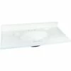 Foremost WS-1937 Vanity Top, 37 In OAL, 19 In OAW, Marble, Solid White, Countertop Edge