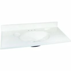 Foremost WS-1937 Vanity Top, 37 In OAL, 19 In OAW, Marble, Solid White, Countertop Edge