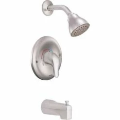 Moen TL183BC Chateau 1-Handle 1-Spray Posi-Temp Wall-Mount Tub And Shower Faucet Trim Kit In Brushed Chrome (Valve Not Included)