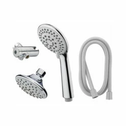 HomePointe 228629 Shower Head, Fixed/Handheld, 5-Settings, Chrome Plated