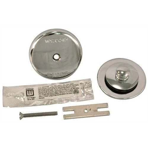 Watco 48400-CP NuFit Lift And Turn Bathtub Stopper With One Hole Overflow And Silicone Kit In Chrome Plated