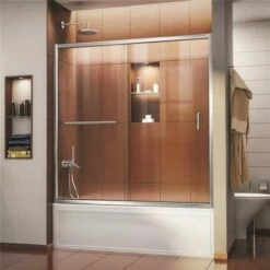 DreamLine SHDR-0960580-01 Infinity-Z 56 To 60 In. X 58 In. Semi-Frameless Sliding Tub Door In Chrome