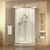DreamLine DL-6152-01CL Prime 33 In. X 33 In. X 76.75 In. H Corner Semi-Frameless Sliding Shower Enclosure In Chrome With Base And Back Walls