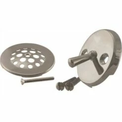 Westbrass D92-07 Trip Lever Overflow Faceplate With Beehive Drain Cover And Screws In Satin Nickel