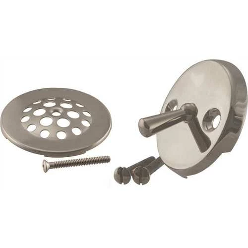 Westbrass D92-07 Trip Lever Overflow Faceplate With Beehive Drain Cover And Screws In Satin Nickel