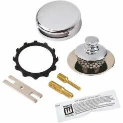 Watco 948700-PP-CP-G2 Universal NuFit Push Pull Bathtub Stopper With Grid Strainer, Innovator Overflow Silicone, Two Pins Kit In Chrome Plated