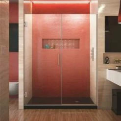 DreamLine SHDR-245907210-04 Unidoor Plus 59 To 59.5 In. X 72 In. Frameless Hinged Shower Door In Brushed Nickel