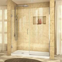 DreamLine SHDR-245857210-01 Unidoor Plus 58.5 To 59 In. X 72 In. Frameless Hinged Shower Door In Chrome