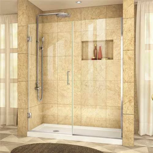 DreamLine SHDR-245857210-01 Unidoor Plus 58.5 To 59 In. X 72 In. Frameless Hinged Shower Door In Chrome