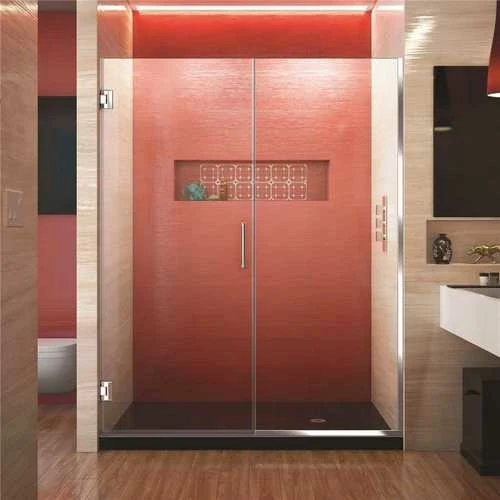 DreamLine SHDR-245957210-01 Unidoor Plus 59.5 To 60 In. X 72 In. Frameless Hinged Shower Door In Chrome