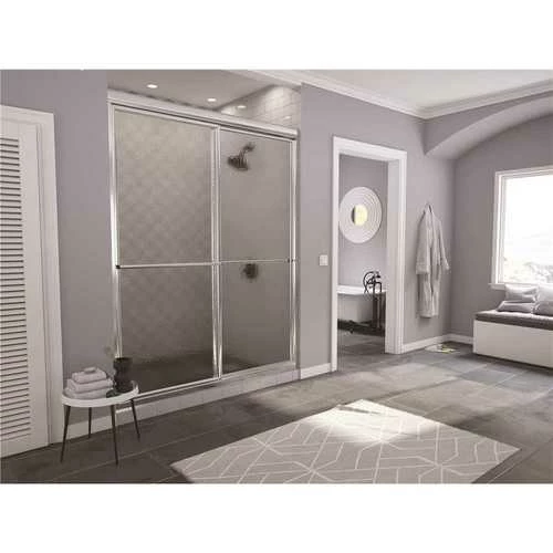 Coastal Shower Doors 1642.70B-A Newport 42 In. To 43.625 In. X 70 In. Framed Sliding Shower Door With Towel Bar In Chrome With Aquatex Glass