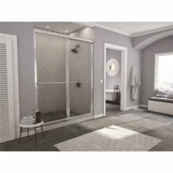 Coastal Shower Doors 1646.70B-A Newport 46 In. To 47.625 In. X 70 In. Framed Sliding Shower Door With Towel Bar In Chrome And Aquatex Glass