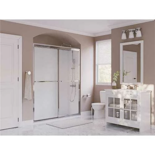 Coastal Shower Doors 1844.66B-A Paragon 44 In. To 45.5 In. X 66 In. Framed Sliding Shower Door With Towel Bar In Chrome And Obscure Glass