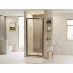 Coastal Shower Doors L24.66O-C Legend 23.625 In. To 24.625 In. X 64 In. Framed Pivot Shower Door In Black Bronze With Clear Glass
