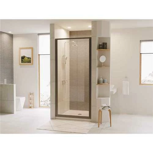 Coastal Shower Doors L24.69O-C Legend 23.625 In. To 24.625 In. X 68 In. Framed Pivot Shower Door In Black Bronze With Clear Glass