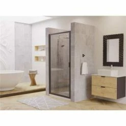 Coastal Shower Doors P30.66O-C Paragon 30 In. To 30.75 In. X 66 In. Framed Pivot Shower Door In Black Bronze With Clear Glass
