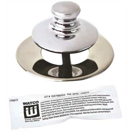 Watco 48750-PP-CP Universal NuFit Push Pull Bathtub Stopper, Non-Grid Strainer And Silicone, Chrome Plated