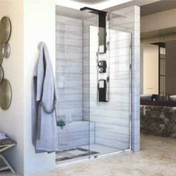 DreamLine SHDR-3234721-01 Linea 34 In. X 72 In. Semi-Frameless Fixed Shower Door Without Handle In Chrome
