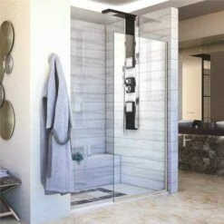 DreamLine SHDR-3234721-04 Linea 34 In. X 72 In. Semi-Frameless Fixed Shower Door Without Handle In Brushed Nickel