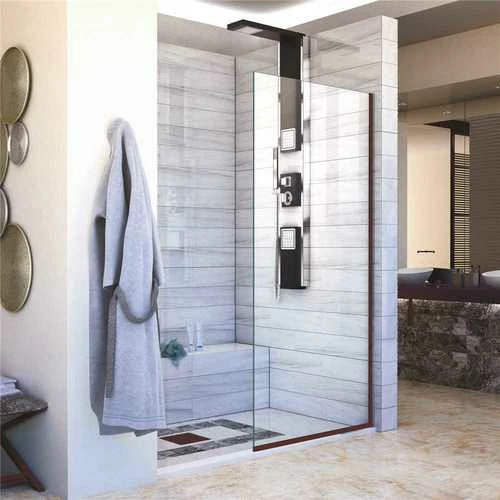 DreamLine SHDR-3234721-06 Linea 34 In. X 72 In. Semi-Frameless Fixed Shower Door In Oil Rubbed Bronze Without Handle