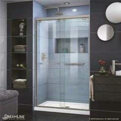 DreamLine SHDR-1648760-04 Encore 44 To 48 In. X 76 In. Semi-Frameless Bypass Shower Door In Brushed Nickel