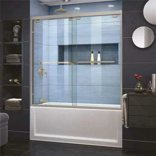 DreamLine SHDR-1660580-04 Encore 56 To 60 In. X 58 In. Semi-Frameless Bypass Tub Door In Brushed Nickel