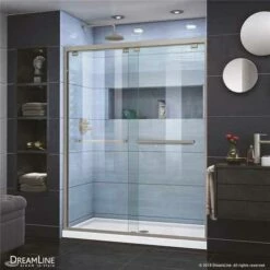 DreamLine SHDR-1660760-04 Encore 56 To 60 In. X 76 In. Semi-Frameless Sliding Shower Door In Brushed Nickel