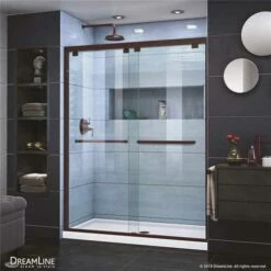 DreamLine SHDR-1660760-06 Encore 56 To 60 In. X 76 In. Semi-Frameless Sliding Shower Door In Oil Rubbed Bronze