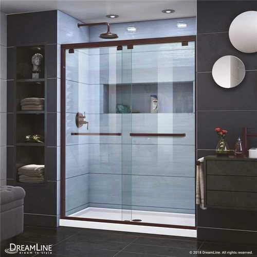 DreamLine SHDR-1660760-06 Encore 56 To 60 In. X 76 In. Semi-Frameless Sliding Shower Door In Oil Rubbed Bronze