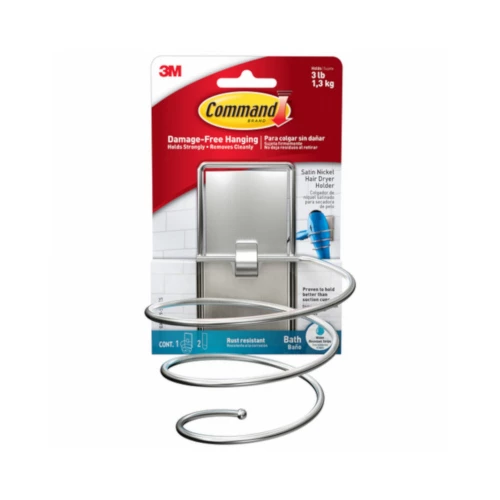 3M BATH39-SN-ES Bath Hair Dryer Holder, Satin Nickel