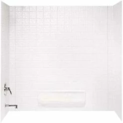 Swan TI-3-010 30 In. X 60 In. X 59.6 In. Square Tile Easy Up Adhesive Alcove Tub Surround In White