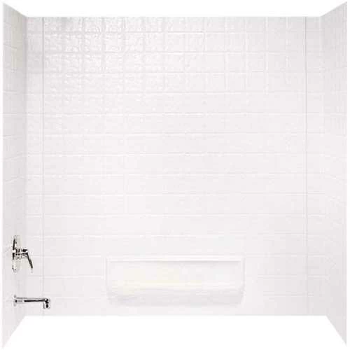 Swan TI-3-010 30 In. X 60 In. X 59.6 In. Square Tile Easy Up Adhesive Alcove Tub Surround In White