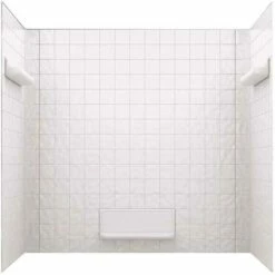 Swan TI-5-010 32 In. X 60 In. X 59.6 In. Square Tile Easy Up Adhesive Alcove Tub Surround In White