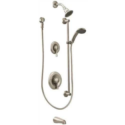 Moen T8343CBN Commercial 1-Handle Posi-Temp Tub And Shower Faucet Trim Kit In Brushed Nickel (Valve Not Included)