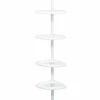 Zenna Home 2153WW2 Tension Pole Shower Caddy, 7.2 In OAL, 10.6 In OAW, 4-Shelf, Plastic, White