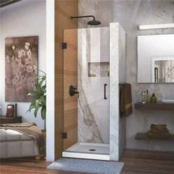 DreamLine SHDR-20307210F-09 Unidoor 30 In. X 72 In. Frameless Hinged Shower Door In Satin Black