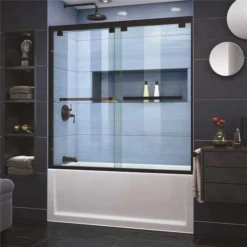DreamLine SHDR-1654760-09 Encore 54 In. X 76 In. Frameless Sliding Shower Door In Satin Black