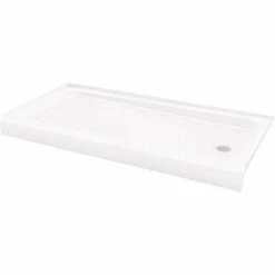 Bootz 010-1001-00 Shower Base, 60 In L, 30 In W, 5 In H, Steel, White, Alcove Installation