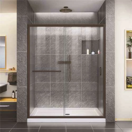 DreamLine SHDR-0960720-06 Infinity-Z 56 To 60 In. X 72 In. H Semi-Frameless Sliding Shower Door In Oil Rubbed Bronze