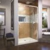 DreamLine DL-6219C-22-01 Flex 32 In. D X 42 In. W X 74.75 In. H Framed Pivot Shower Door In Chrome With Center Drain Biscuit Acrylic Base Kit