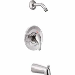 Cleveland Faucet Group T42311NH Baystone Lever 1-Handle Wall Mount Tub Shower Trim Kit In Chrome Valve And Showerhead Not Included