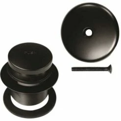 Westbrass R93-62 1-1/2 In. NPSM Coarse Thread Tip-Toe Bathtub Drain Plug With 1-Hole Overflow Faceplate In Matte Black