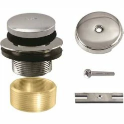 Westbrass D931K-26 1-3/8 In. NPSM Brass Drain Assembly With Overflow Faceplate In Polished Chrome