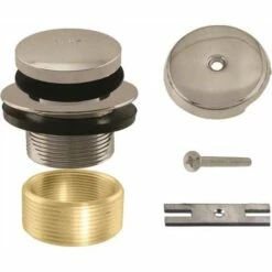 Westbrass D931K-07 1-3/8 In. NPSM Brass Drain Assembly With Overflow Faceplate In Satin Nickel