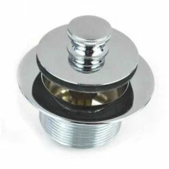 Watco 38319-CP 1.625 In. Overall Diameter X 16 Threads X 1.25 In. Push Pull Bathtub Closure With 38101 Brass Bushing In Chrome